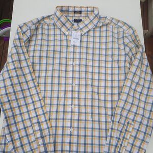 J.Crew Slim Untucked Flex Washed Shirt Mens Size XL Blue Yellow NWT Casual